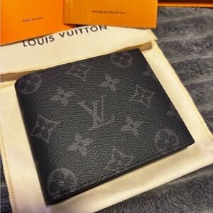 Louis Vuitton Black Monogram Eclipse Canvas Money Clip Wallet